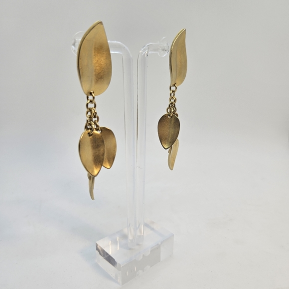 M Jent Vintage Gold Leaf Statement Earrings - Picture 5 of 7